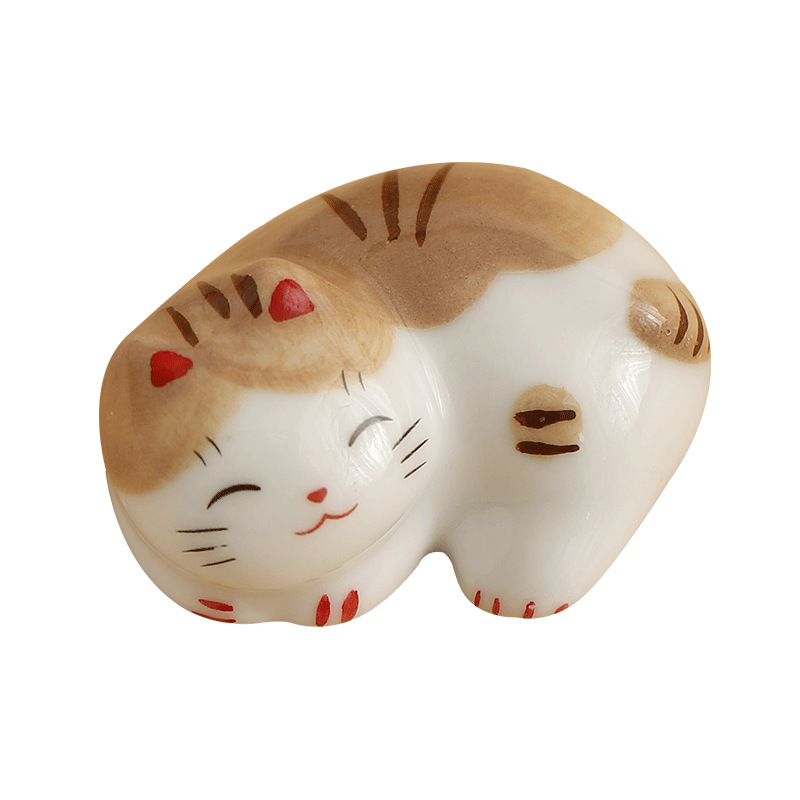 Minxin Soft Cute Animal Ceramic Cat Small Ornaments Pen Holder Household Chopsticks Rack Chopsticks Holder Chopsticks Pillow Hotel Tableware