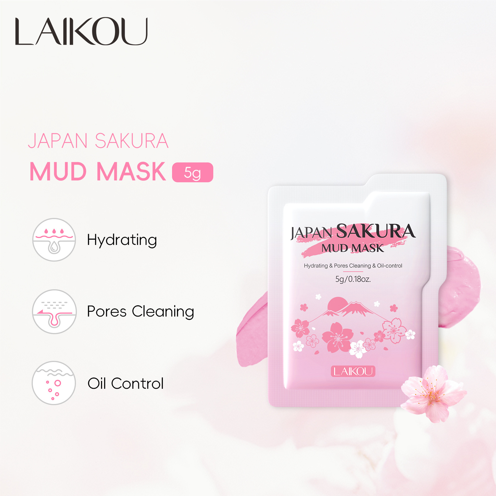 New Laiko Sakura Mask (Series) 5g Cleans Pores Mud Mask Apply Hydrating and Moisturizing Foreign Trade Mask