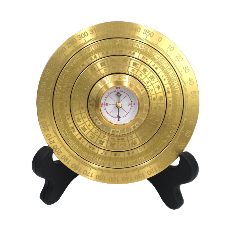 Brass Compass Compass Desktop Decoration Ornaments Thickeneded Multi-Layer Xingshu Bagua Decompression Fingertip Gyro Hand Toy