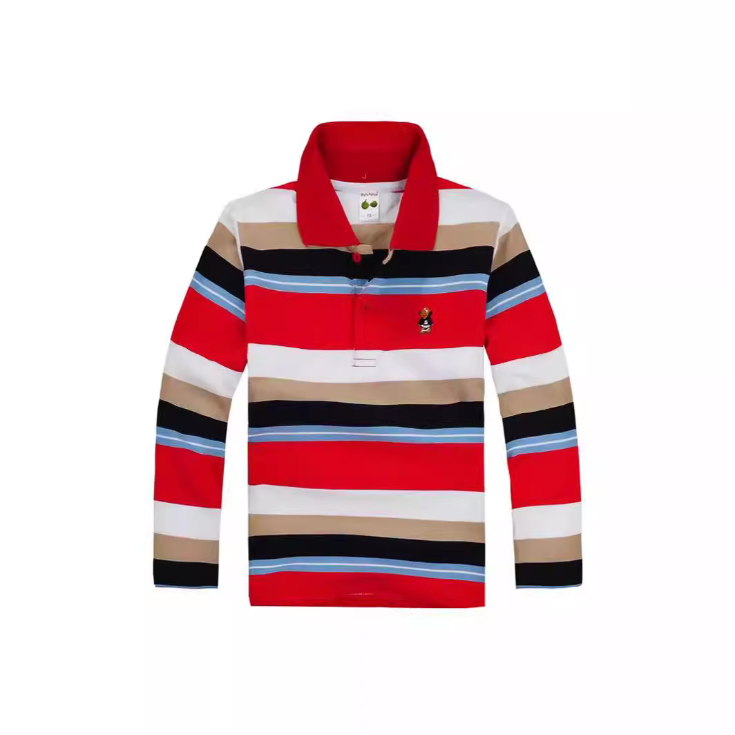 Детская одежда, футболка для мальчиков, новая весеняя одежда, чисто хлопковая поло с воротником, длинный рукав, тонкая футболка