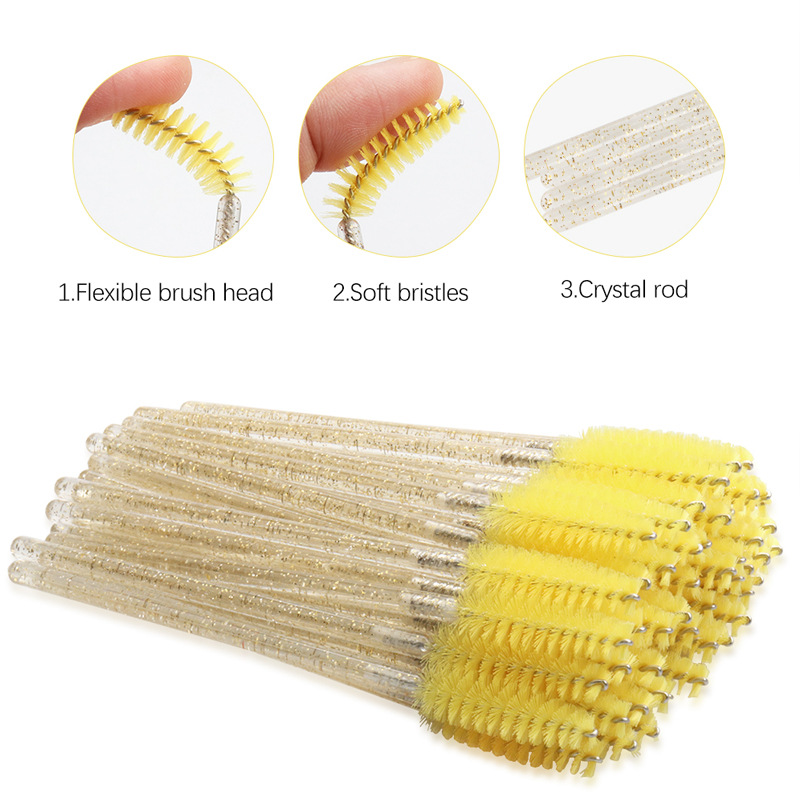 Manufacturer's Ready-Made Crystal Rod Disposable Eyelash Brush Solid Spiral Eyebrow Brush Eyelash Comb Makeup Tools Wholesale
