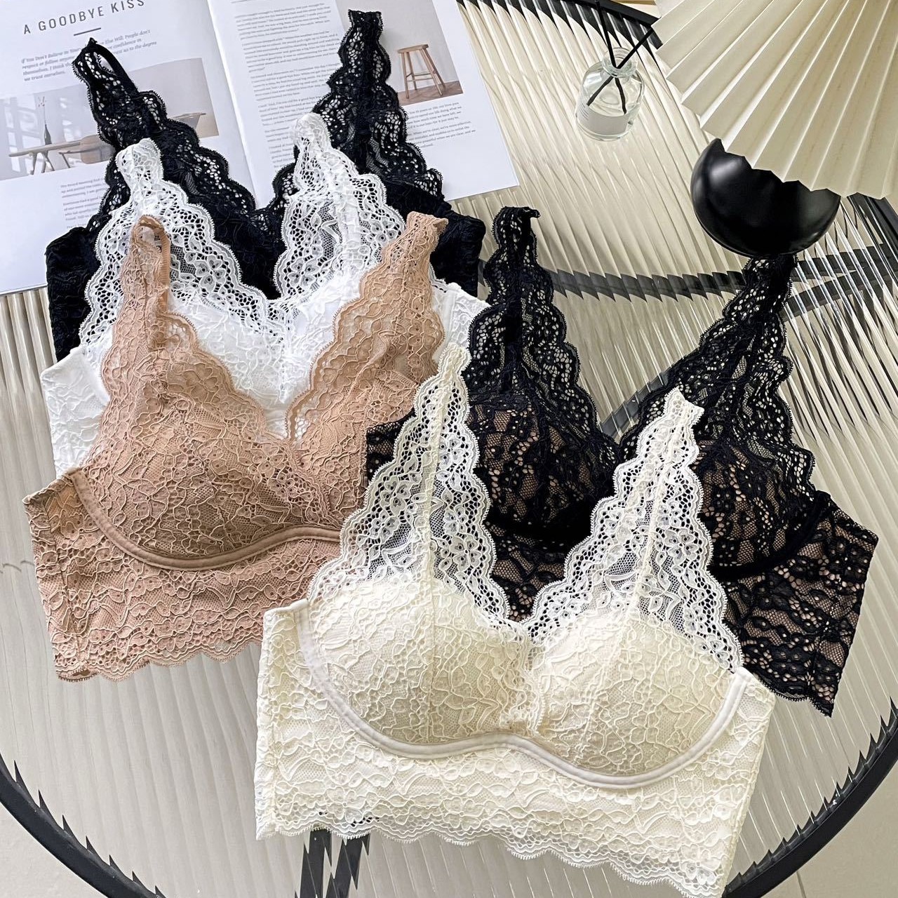 12338# Four Seasons New French Lace Underwear Women Gather Up and Collate Ass Sexy Inner Anti-slip Sling Beautiful Back