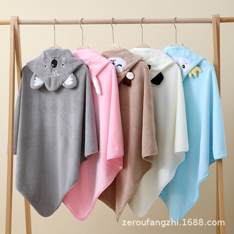 Coral fleece children's cloak bath towel newborn bath towel bath towel cute cartoon cloak bathrobe
