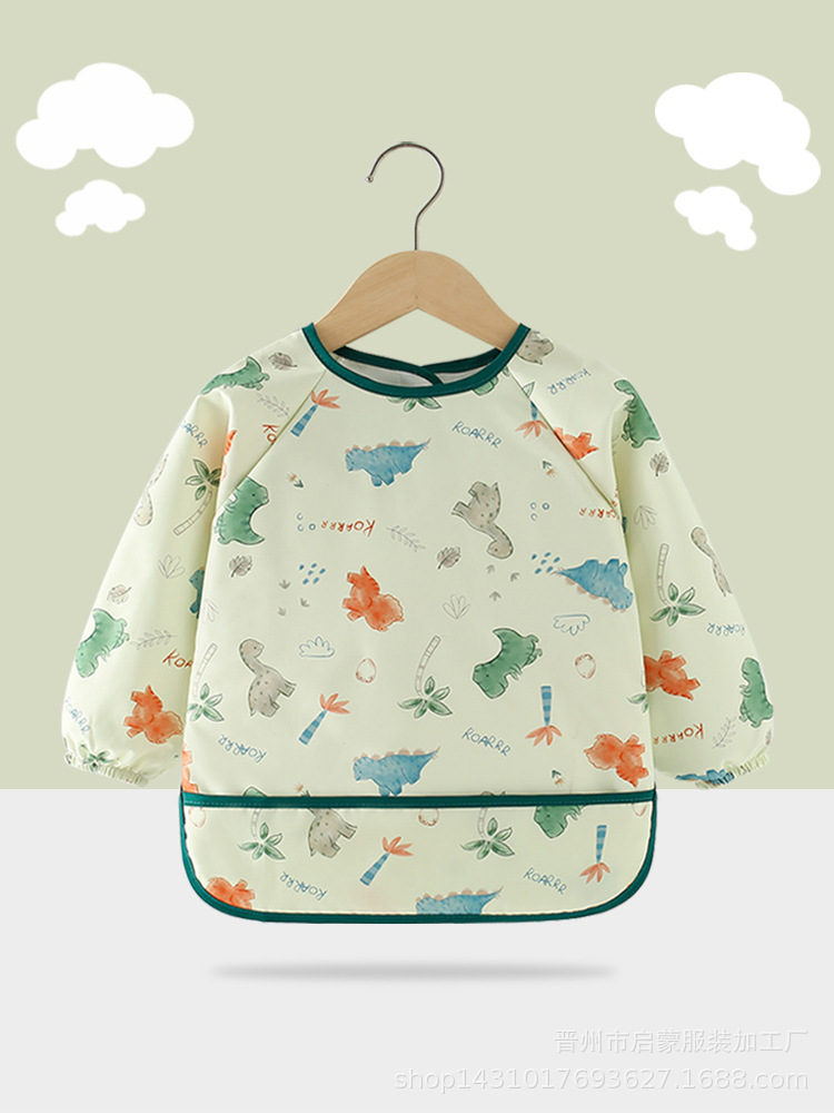 Overalls Baby's Food Bib Waterproof and Oil-proof for Boys and Girls Autumn and Winter Reverse Dressing Children's Long Sleeve Apron Baby's Food Pocket