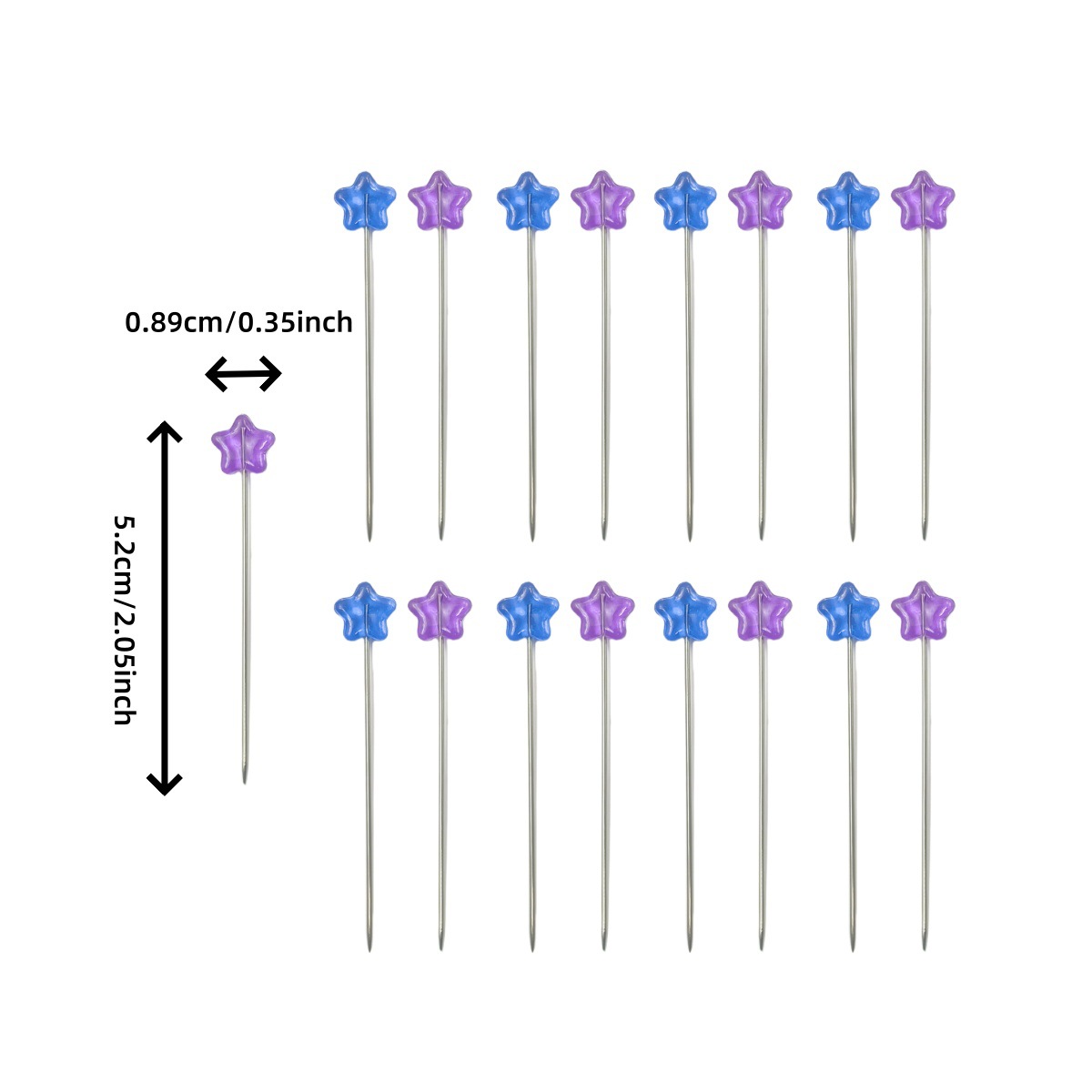 Cross-Border Supply of 10,000 Pieces of Transparent Three-Dimensional Star Pins for DIY Crafts, Five-Pointed Star Pins with Large Heads
