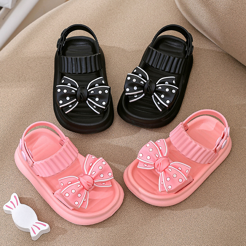 2025 New Summer Little Princess Children's Shoes Sandals Medium and Large Children's Girls Soft-Soled Anti-Slip Slippers