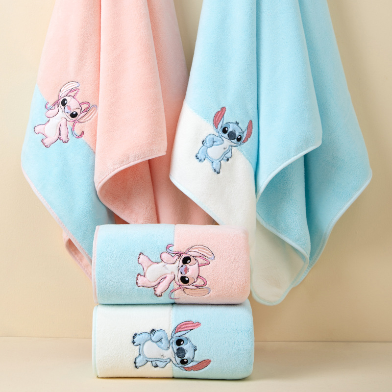 Disney Перефирийное полотенце Stitch из кораллового велюра большое, абсорбирующее, носимое и обвязываемое, мягкое, парное полотенце для ванной новое