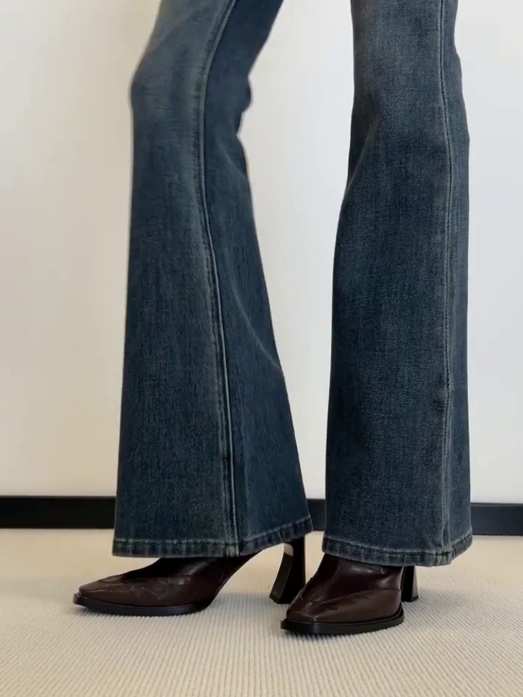 Sheepskin Version ~ Retro Elegant Thick Heel High Heel Slim Boots 2025 New Fashion Versatile Square Toe Short Tube Small Nude Boots