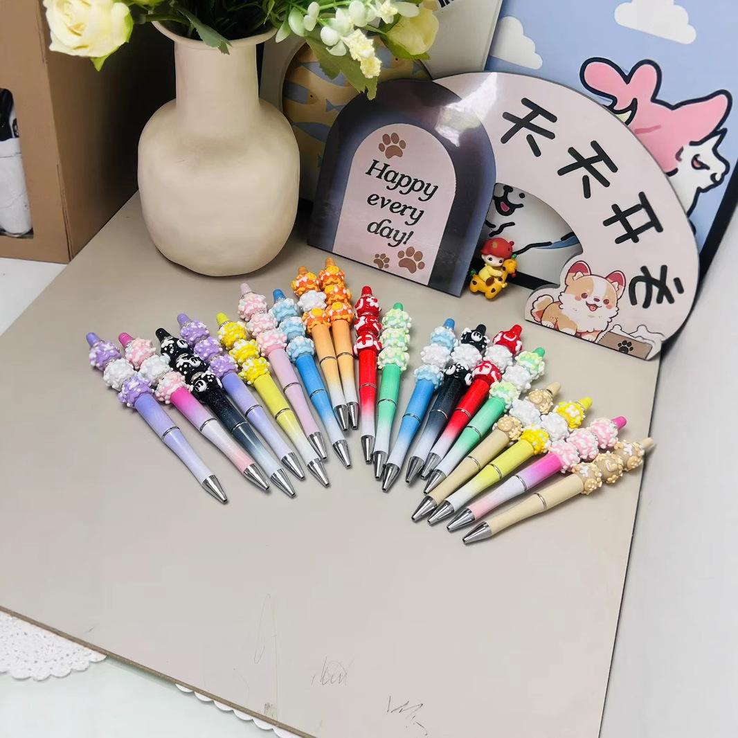 Инстаграммный девичий сердечный бижутерный волшебный жезл розовые кремовые бусины шариковая ручка для стриминга DIY слепая коробка милый карандаш