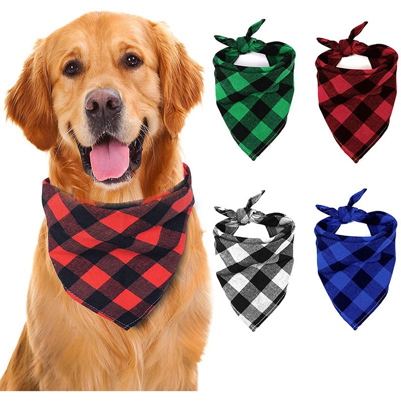 New pattern 50 color pet dog Scottish style triangle towel baby saliva towel lace-up triangle towel