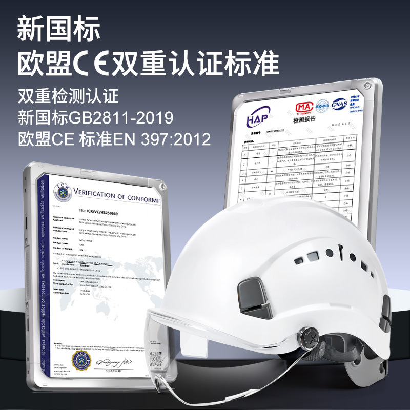 Safety Helmet for Construction Sites and Workshops with Goggles, National Standard Abs, for Male Leaders in the Construction Industry, with Logo Printing