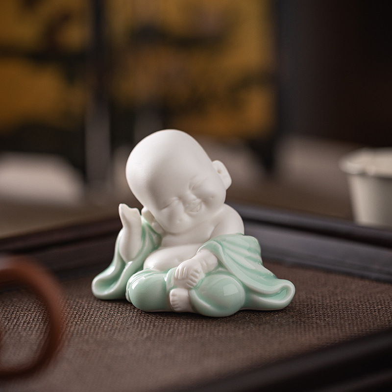 Creative New Chinese Ceramic Happy Maitreya Laughing Buddha Like Ornaments Home Living Room Entrance Tea Room Desktop Decoration Gifts