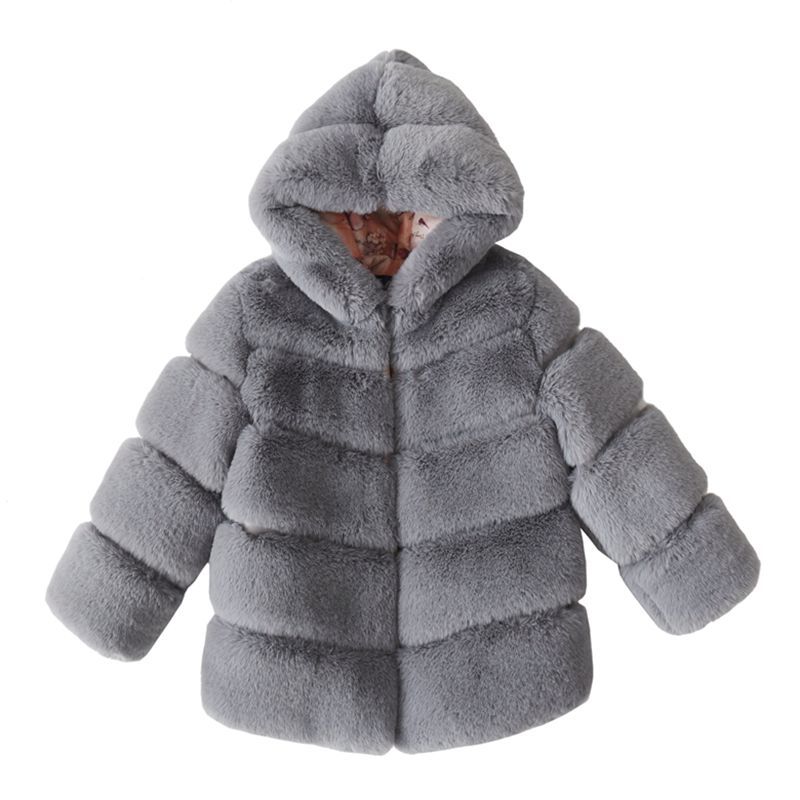 2025 New Hooded Children's Fur Coat Imitation Rex Rabbit Fur Thickened Girls' Clothing Baby Autumn and Winter Fur Coat