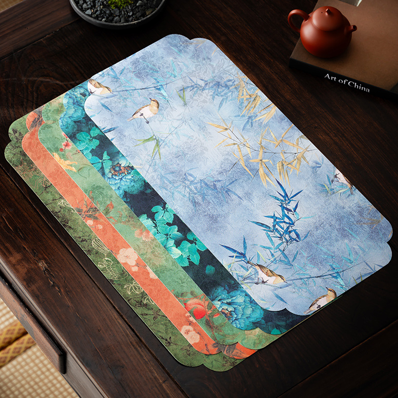 Chinese Style Tea Mat Zen Double-Sided Waterproof Tea Table Mat Dry Bubble Mat Table Flag Fabric Wholesale