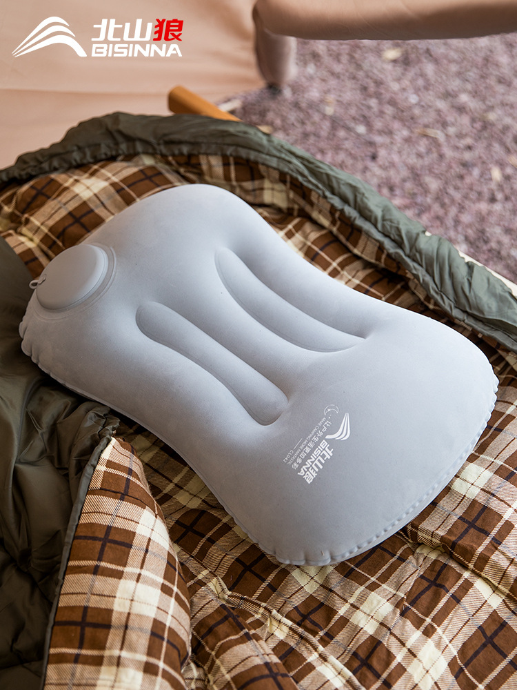 Beishan Wolf Inflatable Pillow Outdoor Camping Travel Artifact Car Portable Folding Pillow Nap Waist Pillow Cushion
