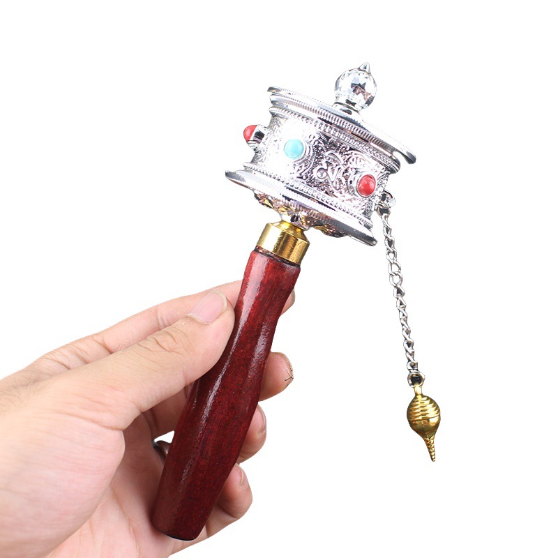 Hand-cranked Sutra Wheel Base Xizang Buddha Front Temple Word True Words Sutra Wheel Handle Hand-held Socket Buddha Tools Bottom Sitting