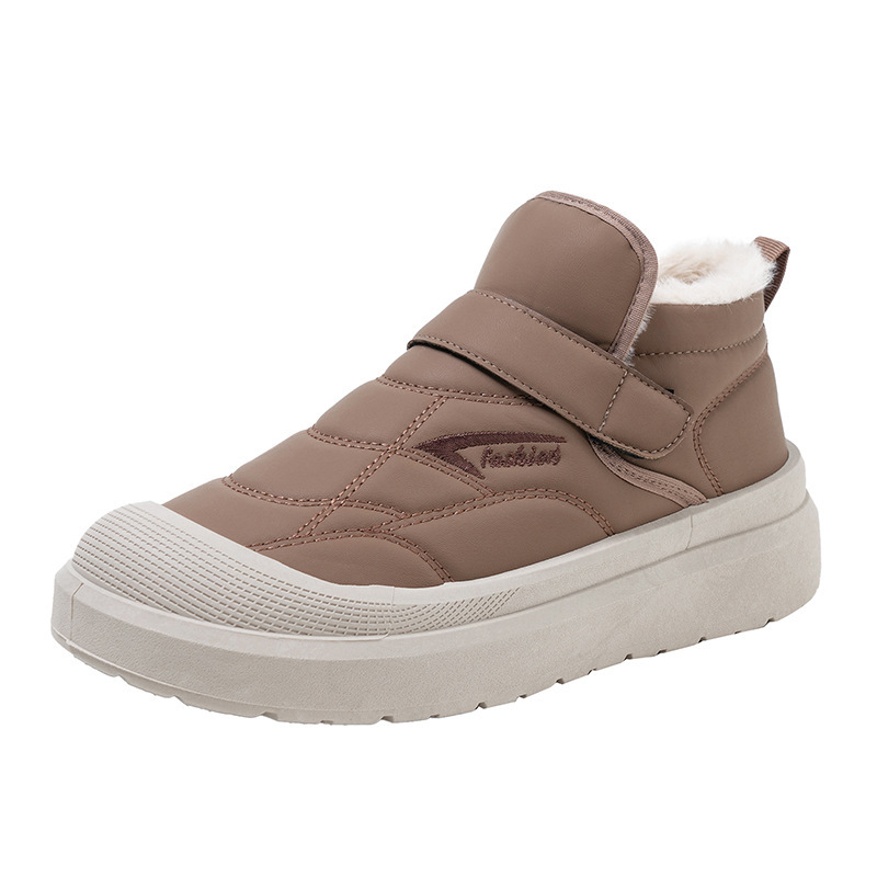 2025 Winter Thickened Snow Boots for Men, Non-Slip, Warm, Thick-Soled Cotton Boots, Leather Surface, Waterproof, Old Beijing Cotton Shoes