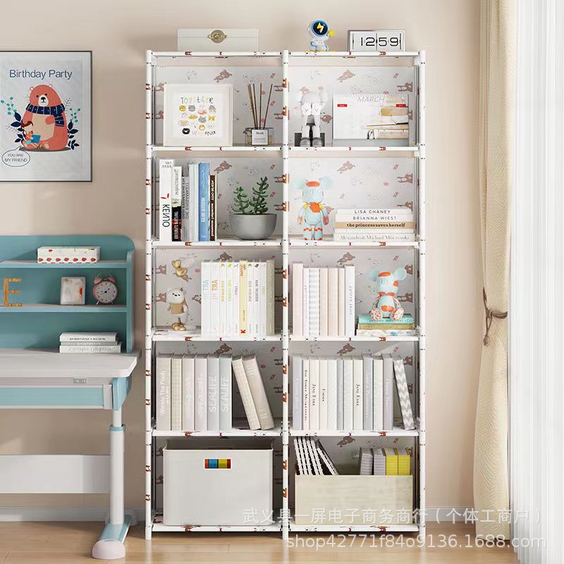 Simple Bookshelf Multi-functional Storage Rack Floor Bookcase Children's Student's Table Small Shelf Dust-proof Storage Rack