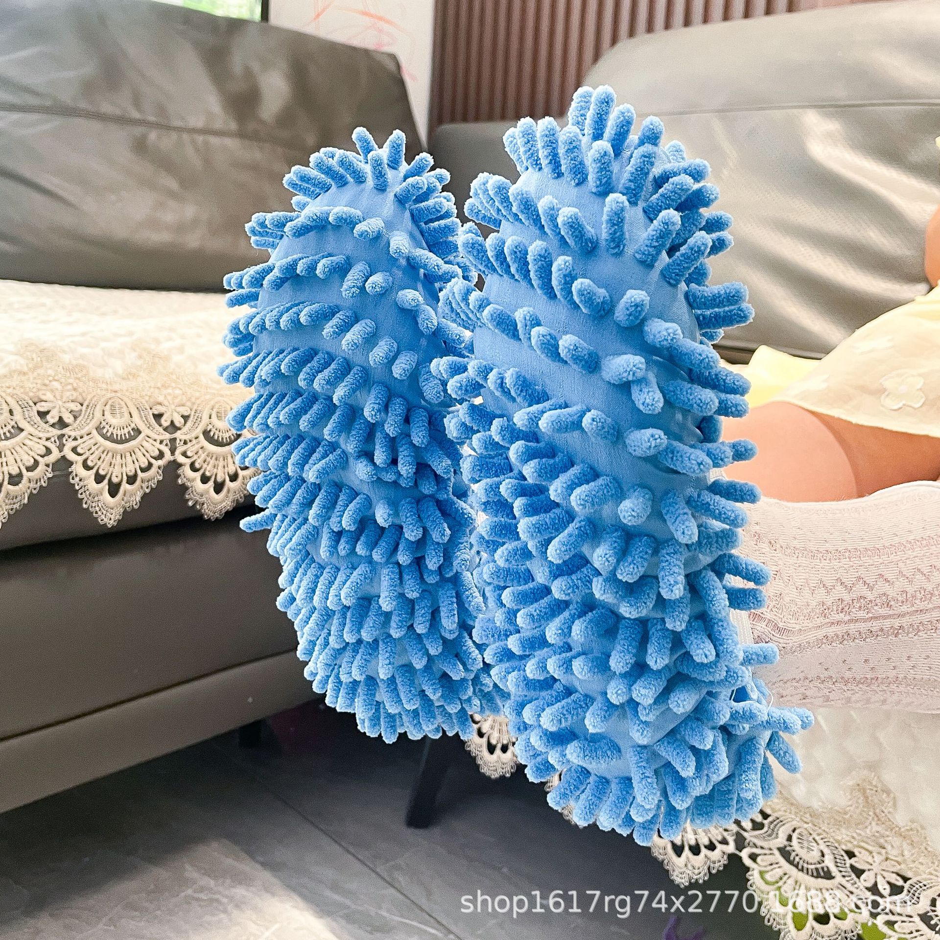 Floor Wipe Slippers Lazy Shoe Cover Household Chenille Rag Floor Mopping Housework Mop Head Removable and Washable Silent Slippers Cover