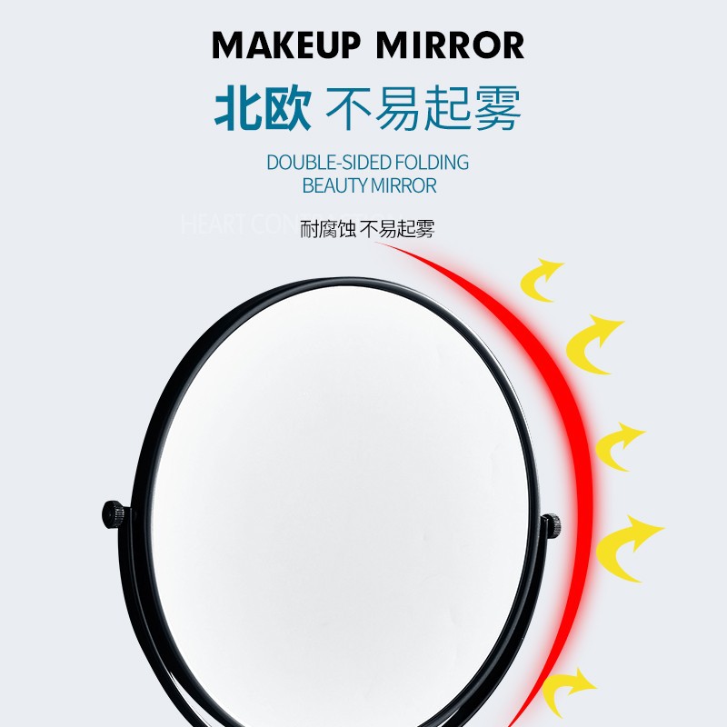 No-Punch Makeup Mirror Bathroom Wall-Mounted Sticker Hotel Double-Sided Mirror Telescopic Folding Bathroom Magnifying Mirror