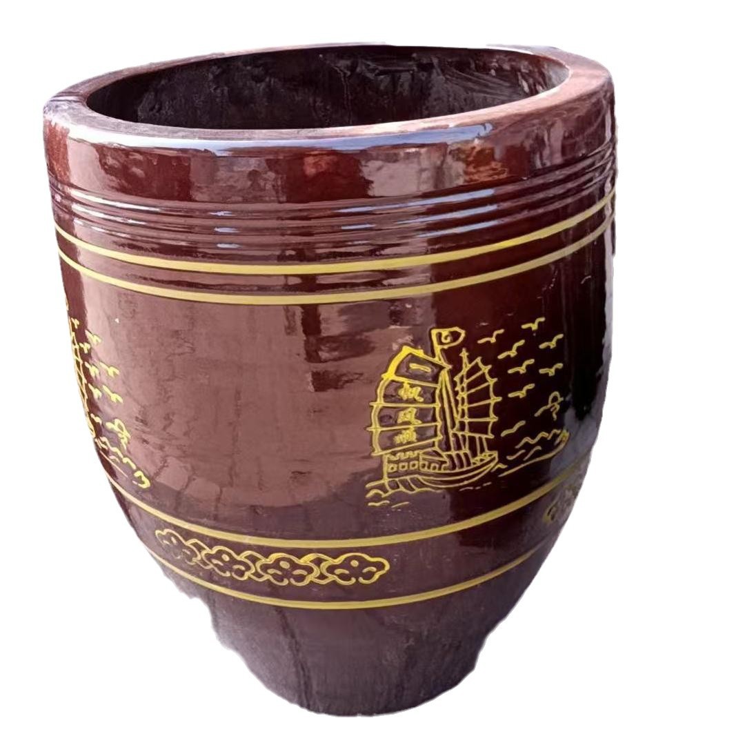 Old-fashioned pickled vegetable tank household ceramic pickled vegetable tank rice tank flower tank water tank northeast pickled vegetable tank sauce tank fermentation tank tile tank