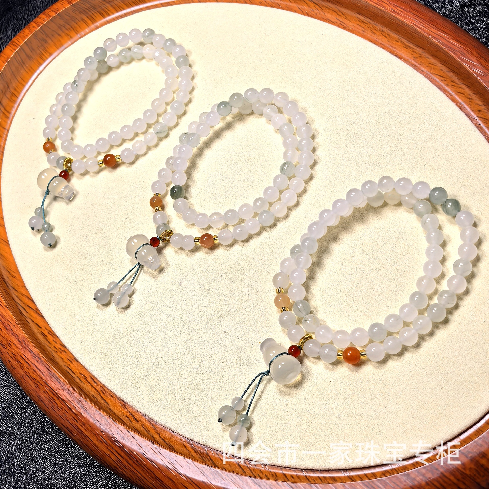 Natural Tianshan Cui Double Circle Bracelet New Chinese Gourd Pendant Bracelet Gold Silk Jade National Tide Jewelry in stock Wholesale