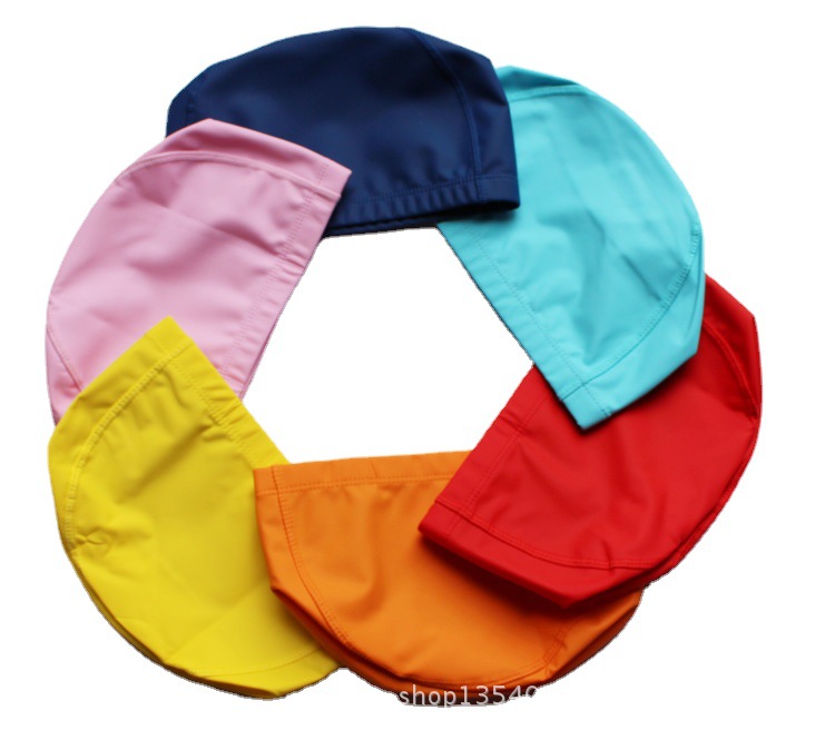 Pu Coated Fabric with Logo, Pure Color, Ear Protection, Breathable and Non-Stretching, Adult Unisex Pure Color Swimming Cap