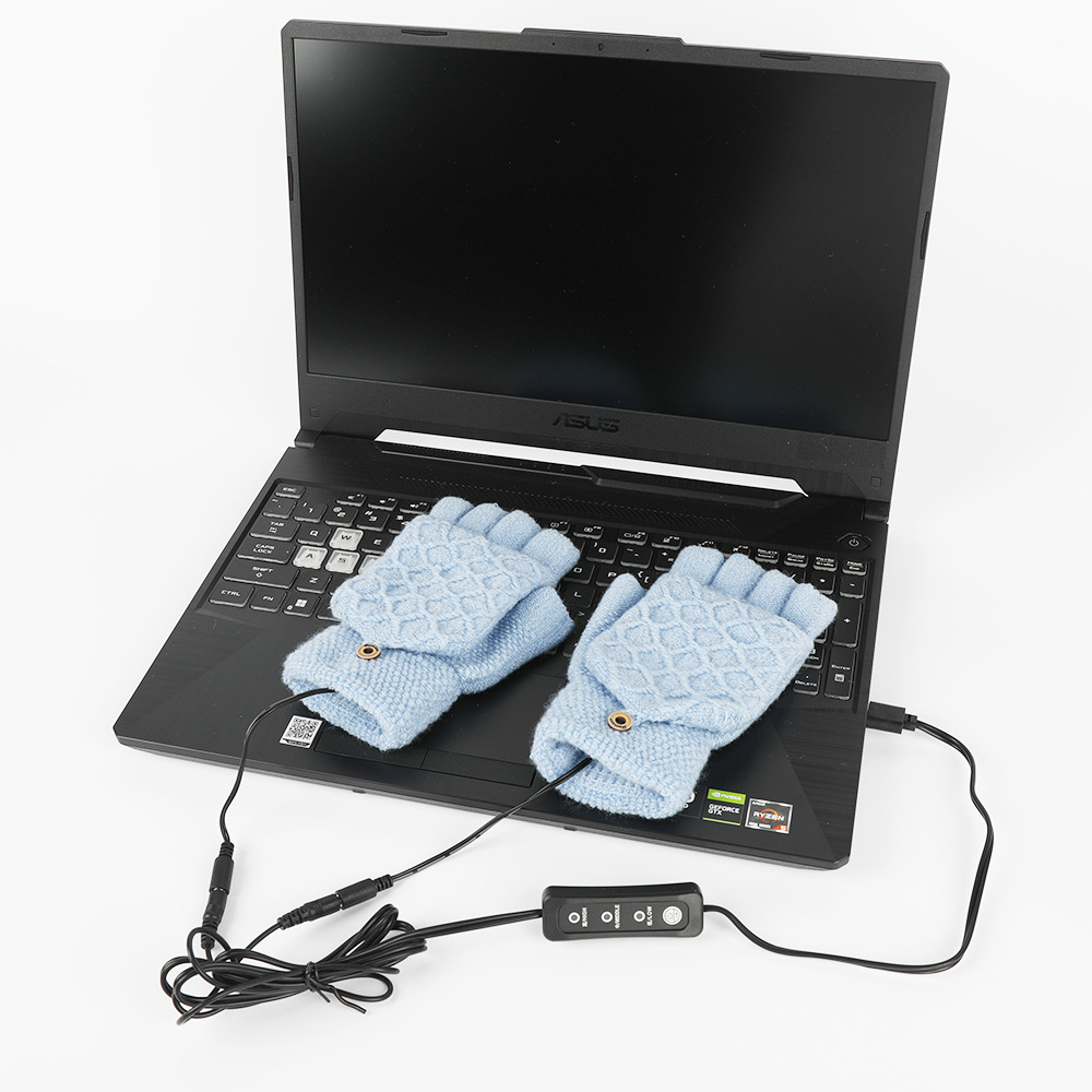 Cross-border USB gloves double-sided electric heating plush gloves removable and washable adjustable temperature warmer computer charging treasure