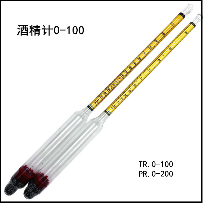 Cross-Border American Liquor Alcohol Meter 0-100 Degree Concentration Meter Yellow Scale Alcohol Hydrometer Alcohol Meter