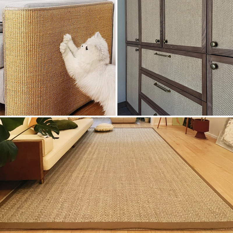 Sisal Fabric Weaving Material Carpet Cat Scratching Board Japanese-Style Background Cabinet Door Display Material Tea Room Whole House Customization
