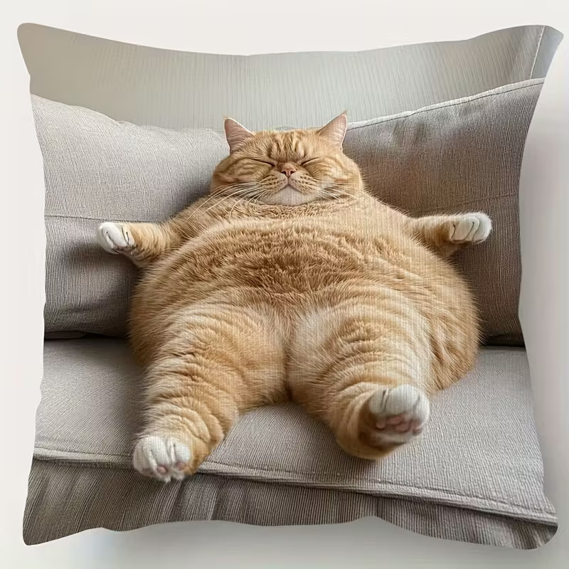 Temu Hot Selling Cat Pillow Cover Cute Animal Pillow Bedroom Home Sofa Decorative Cushion Cover Wholesale