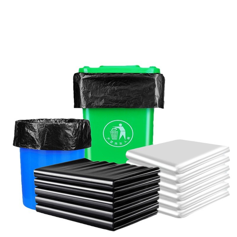 Disposable large black garbage bags wholesale thickened hotel property hotel plastic flat mouth large garbage bags in stock