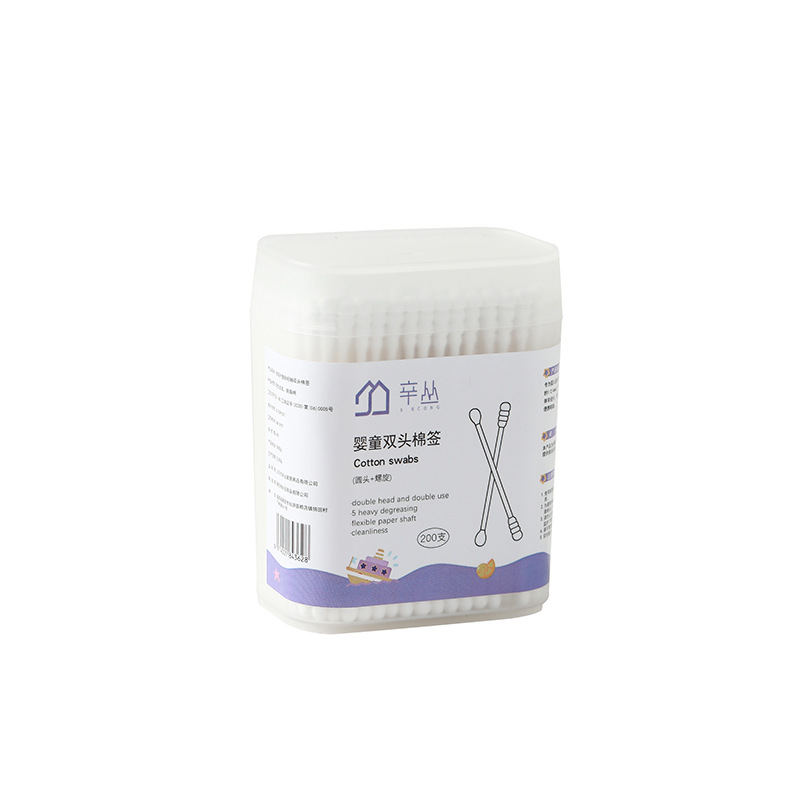 Baby Cotton Swabs 200 Boxes of Kidsren's Small Cotton Swabs for Toddlers Double-Headed Ultra-Fine Disposable Ear Scoops Paper Sticks Wholesale