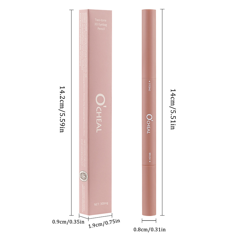 Full English Cross-Border Foreign Trade Two-Color Silkworm Pen to Brighten and Outline High-Gloss Shadow, Waterproof, Sweat-Proof and Long-Lasting Makeup, Natural
