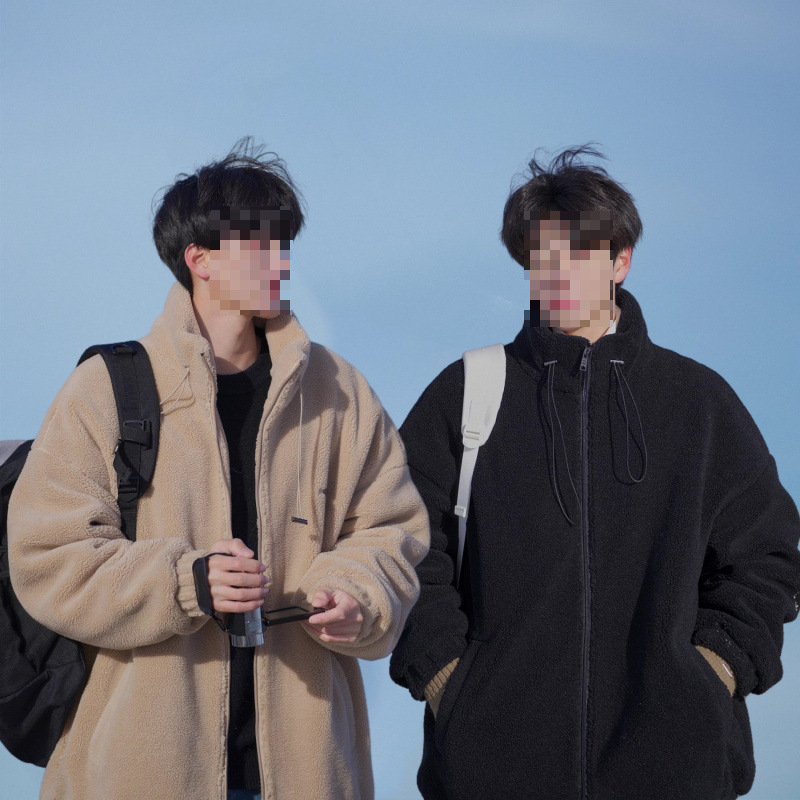 Корейская куртка из овечьей шерсти, плюшевая, утолщенная, модная зимняя теплая куртка для мужчин, парная куртка