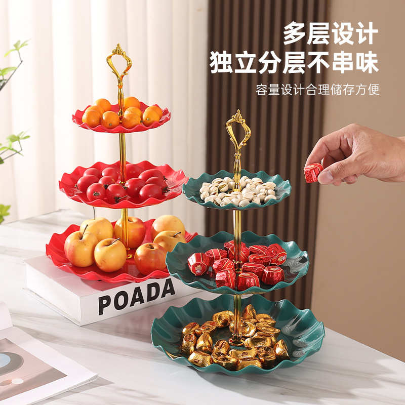 Light Luxury Snack Plate, Three-Layer Fruit Plate, Scandinavian Style Snack Plate, Plastic Fruit Plate, Dried Fruit Plate, Hotel Living Room