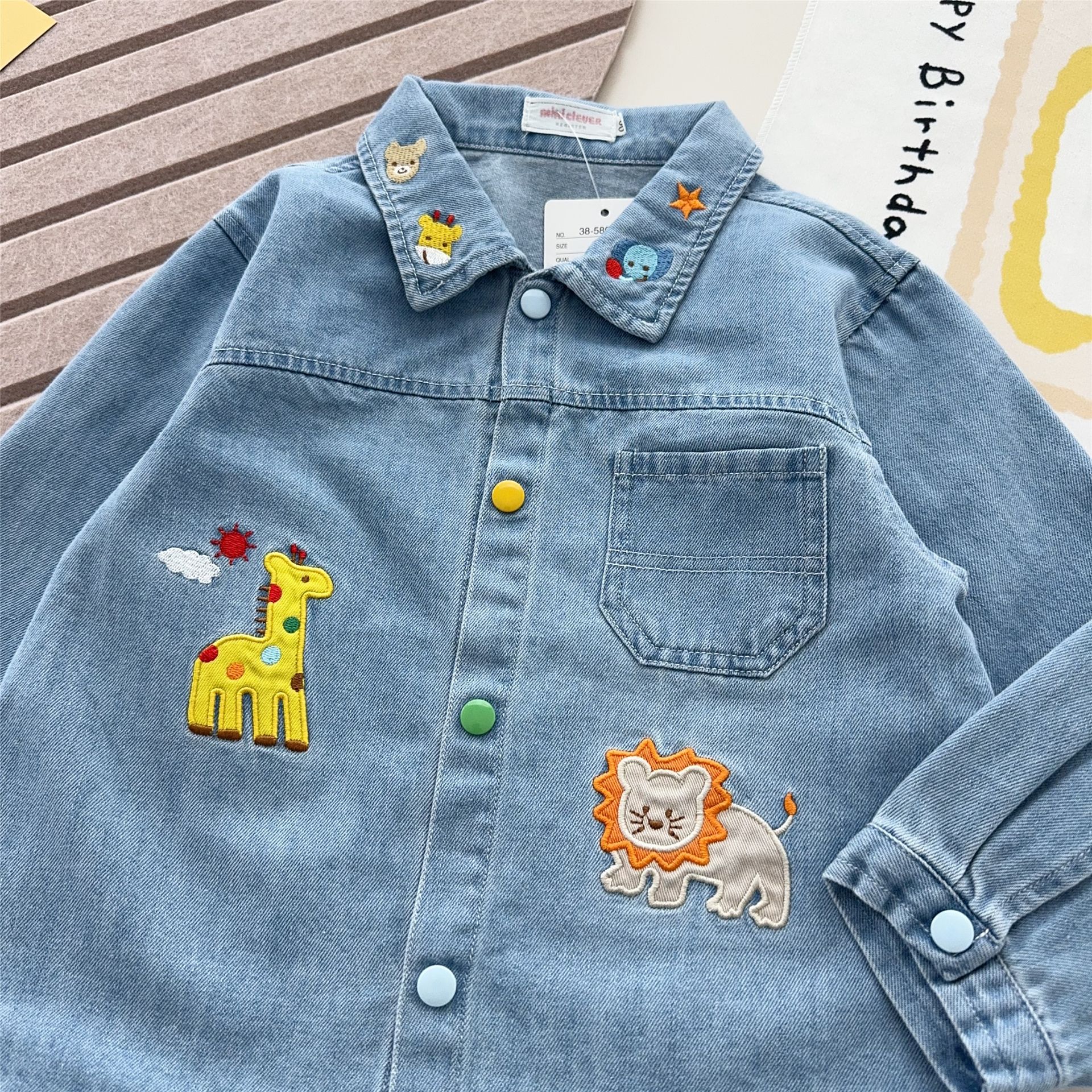 Boys and Girls Denim Shirts 2025 Autum New Baby Autum Long-Sleeved Jackets Kidsren's Autum Shirts Trendy 8079