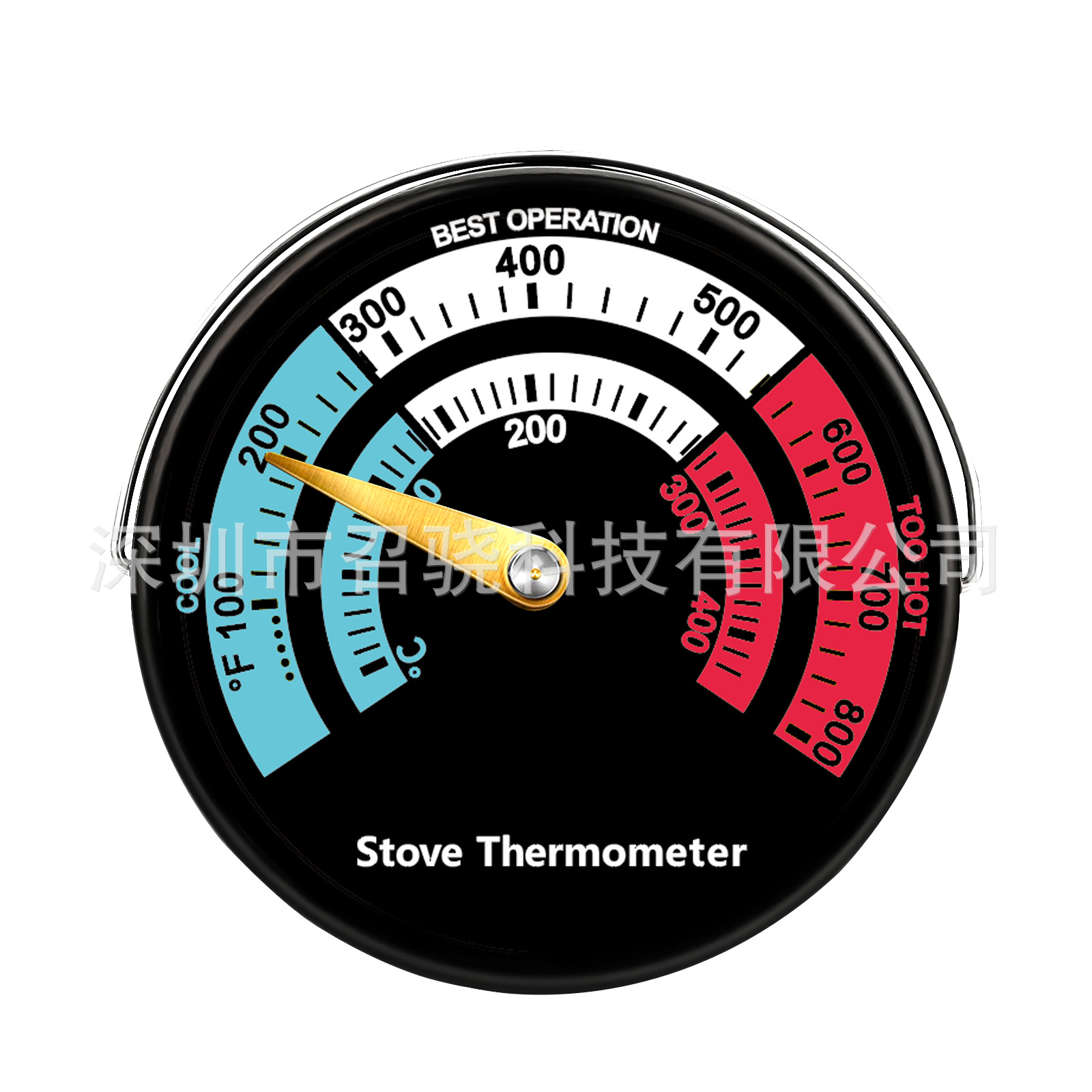 Cross-Border Fireplace Thermometer 6cm Magnetic Fireplace Temperature Monitor Aluminum Alloy High Temperature Resistant Wood Stove Thermometer