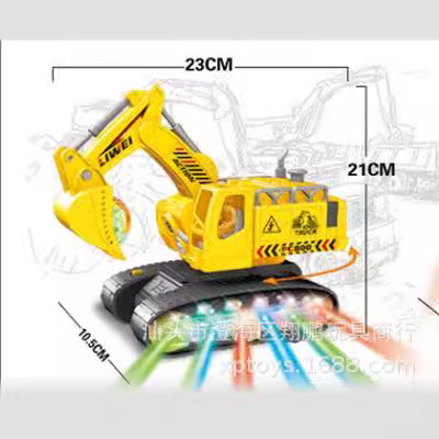 [Lemei toys] Electric Universal light music engineering vehicle deformation excavator stall night market toys wholesale
