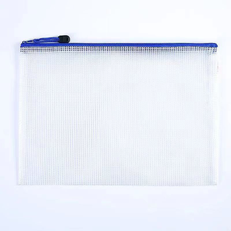 A4 thickened mesh zipper bag transparent file bag student textbook test paper storage bag waterproof information bag
