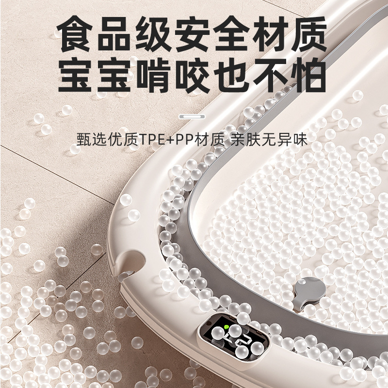 Temperature-sensing Baby Bathtub Lined and Widened Baby Bathtub Household Foldable Bathtub for Sitting and Lying Baby Bathtub