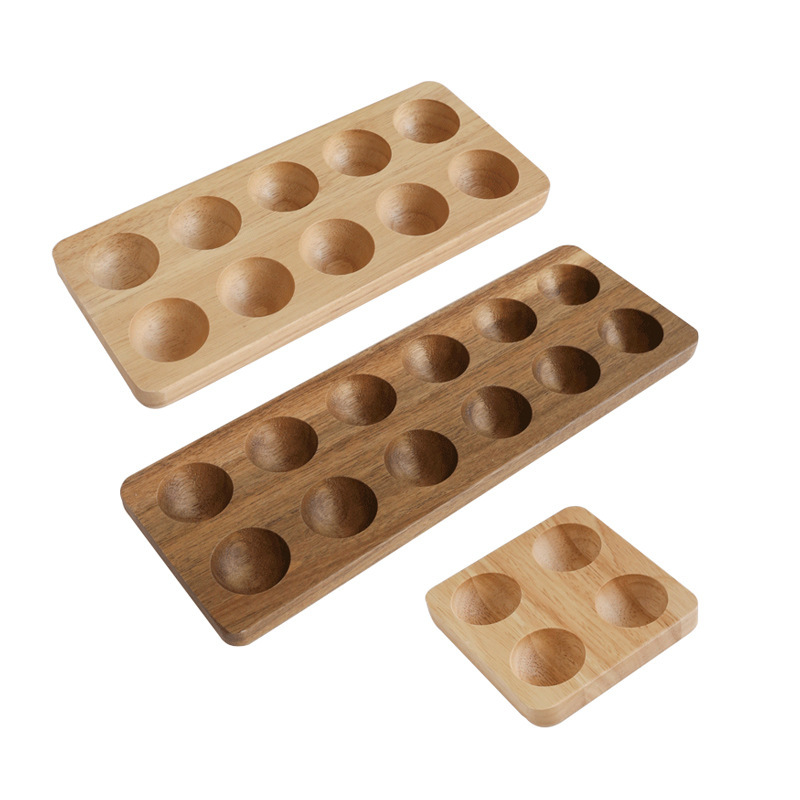 Wooden Rubber Wood Egg Shatter-proof Creative Solid Wood Double-row Egg Shatter-proof Wooden Storage Box Wooden Acacia Wood Storage Box
