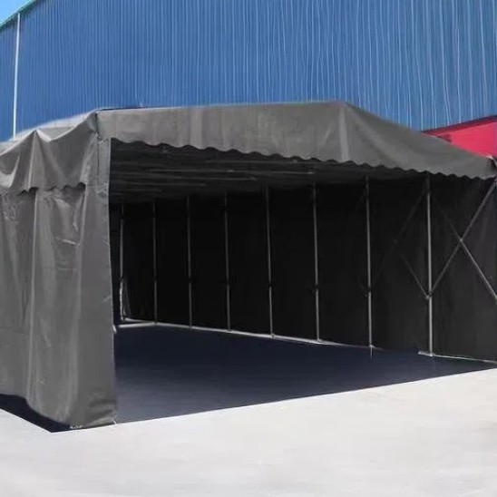 Large Sliding Canopy Warehouse Movable Tent Night Snack Barbecue Food Stall Parking Canopy Retractable Sunshade