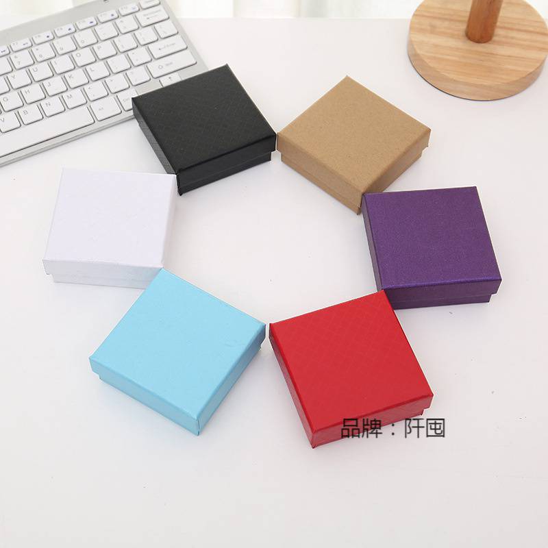 Jewelry Box Packaging Box Heaven and Earth Cover Kraft Paper Gift Box Hard Storage Box Earrings Thickened Pendant Box