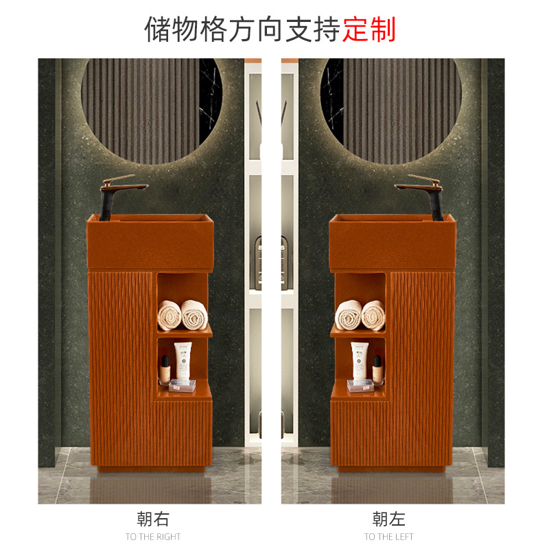 Small Space Bathroom Artificial Stone Washbasin Household Column Washbasin Bathroom Cabinet Padestal Basin