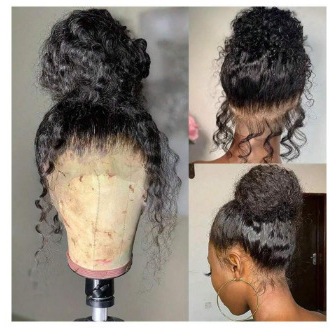 Aliexpress Cross-Border European and American New Wig European and American Women's Front Lace Chemical Fiber Headgear Black Medium Parted Long Straight Hair