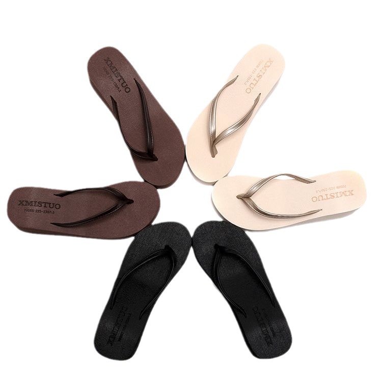 Factory direct summer flip-flops female Korean version of thin belt wear non-slip mid-heel high-heeled beach sandals women wholesale