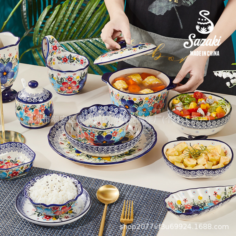 Керамическая посуда для дома: миски, тарелки, ложки, суповые миски, простой стиль, высококачественная посуда