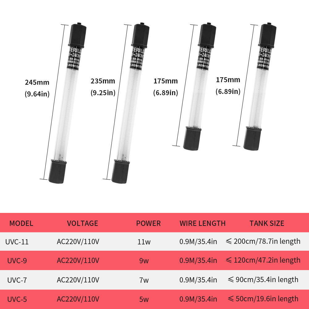 Cross-Border Timer Uv Germicidal Lamp Fish Tank Germicidal Lamp Diving Sterilization Lamp Fish Pond Aquarium Uv Disinfection Lamp