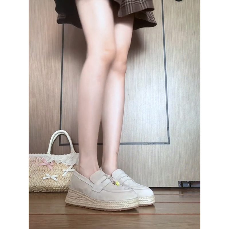 Лодочки из натуральной кожи, ретро, с толстой подошвой, с увеличенной высотой 6 см, женские, слипоны, удобные